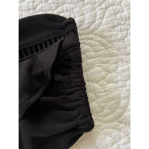 New York & Company 7th Avenue Black High Neck Ruffle Sleeve Blouse Size S - Picture 8 of 12